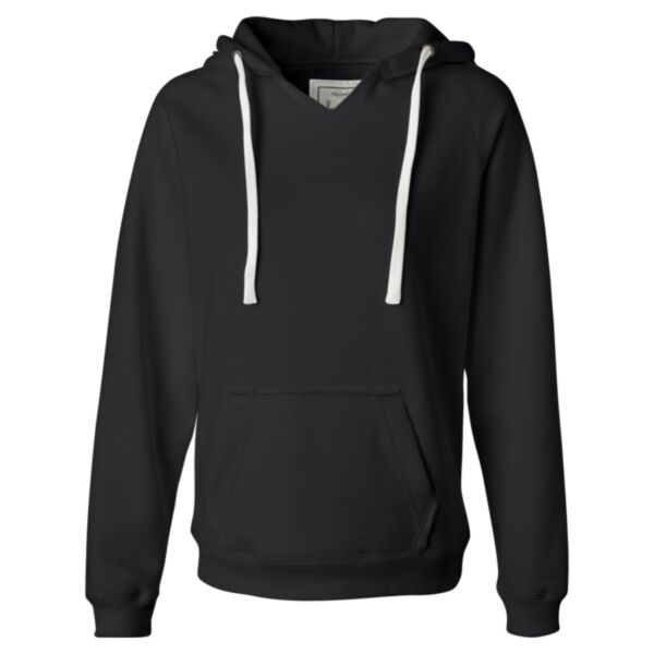 Women's Sueded V-Neck Hooded Sweatshirt Thumbnail