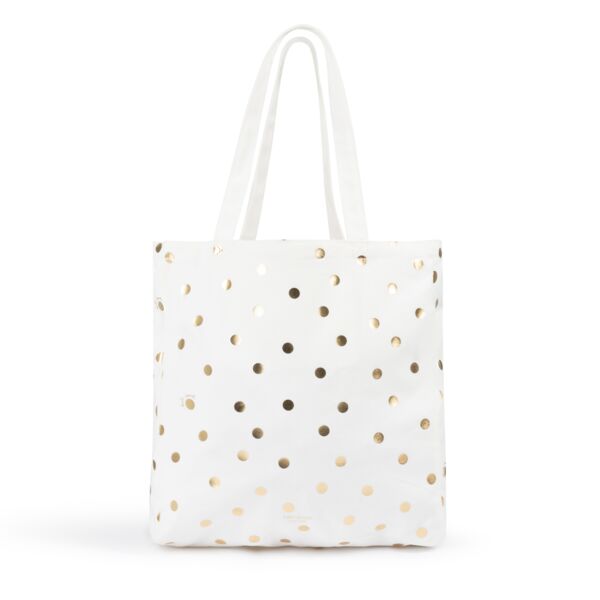 Gold Polka Dot Canvas Tote Bag Thumbnail