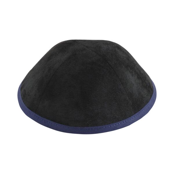 Black Suede Navy Rim Yarmulka Thumbnail