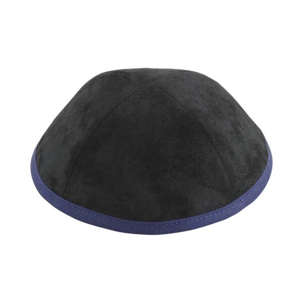 Grey Suede with Navy Rim Yarmulka Thumbnail