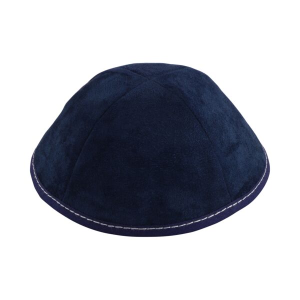 Navy Suede with Grey Stitching Yarmulka Thumbnail