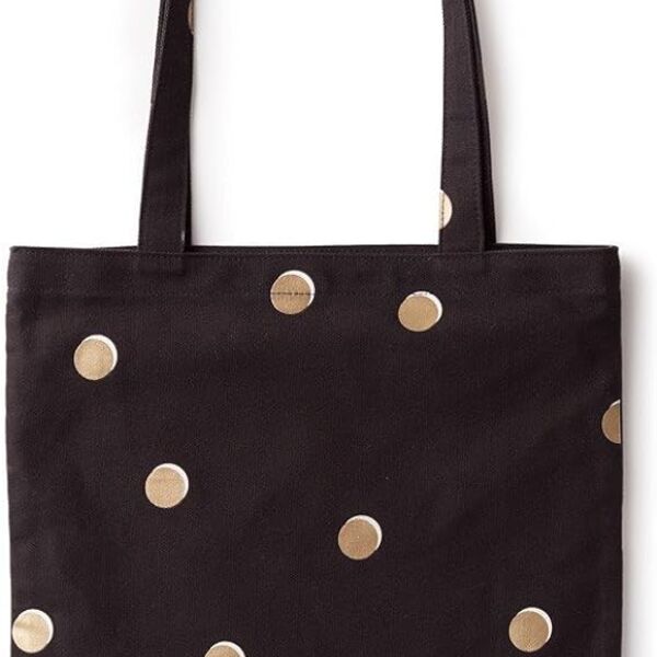 Black Polka Dot Canvas Tote Bag Thumbnail