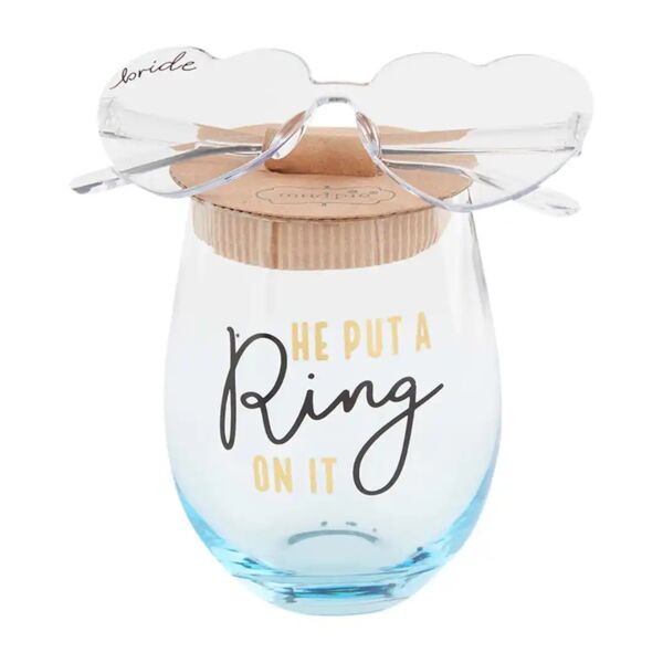 He Put a Ring On It Glass Set, Mud Pie  Thumbnail