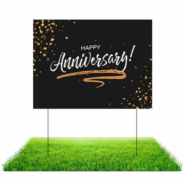 Black Happy Anniversary Lawn Sign Thumbnail