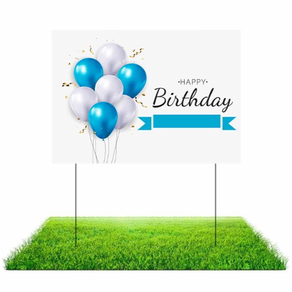 Blue Happy Birthday Lawn Sign Thumbnail
