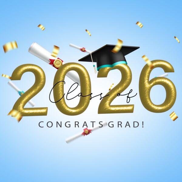 Vinyl Graduation Banner Blue 7ft x 4ft Thumbnail